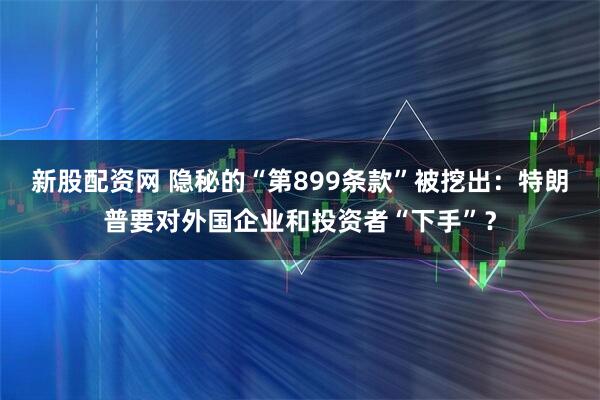 新股配资网 隐秘的“第899条款”被挖出：特朗普要对外国企业和投资者“下手”？
